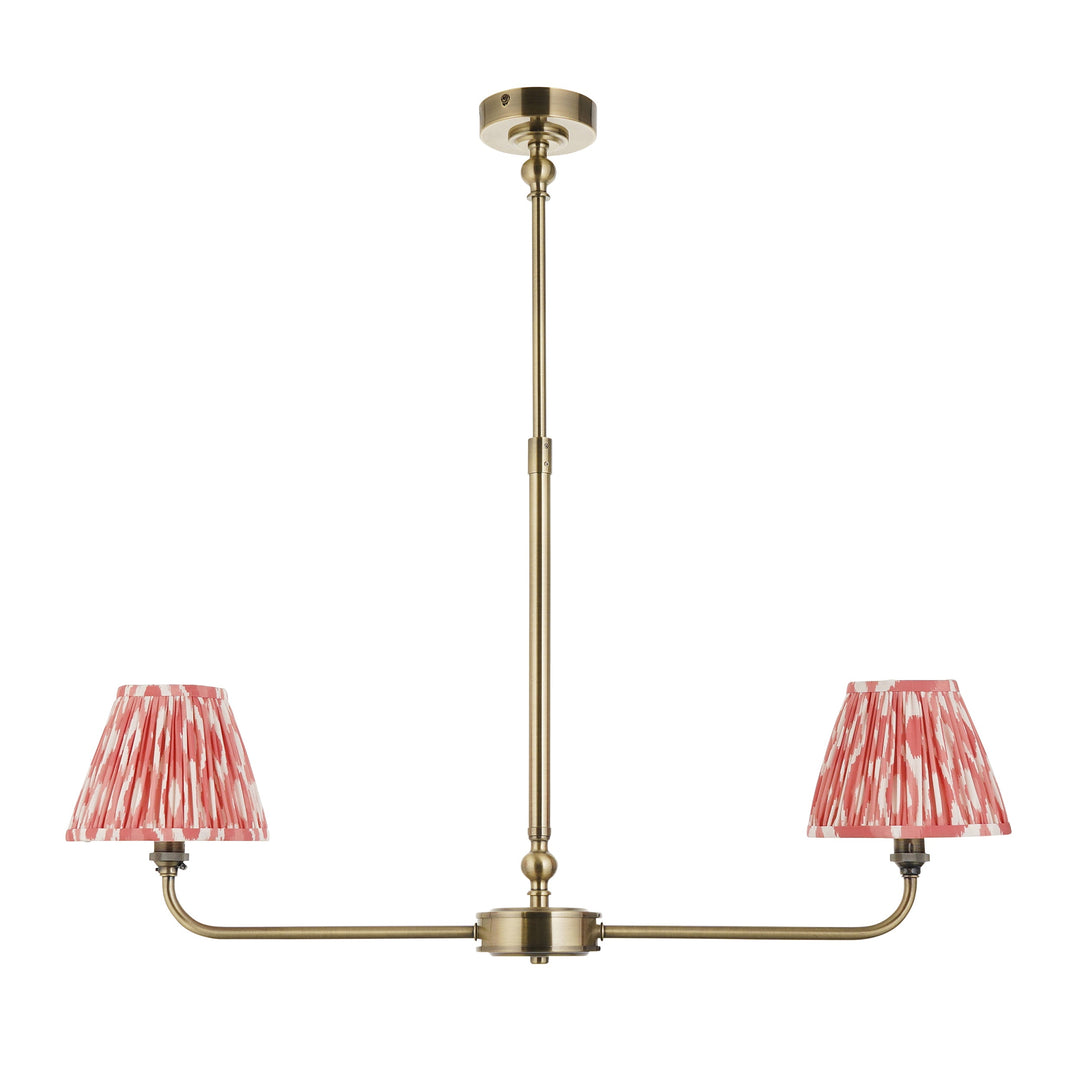 118077 Lille &amp; Ikat 16cm 2 Light Pendant Brass Pink