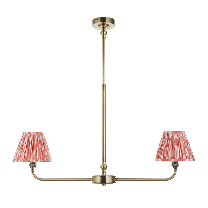 118077 Lille &amp; Ikat 16cm 2 Light Pendant Brass Pink
