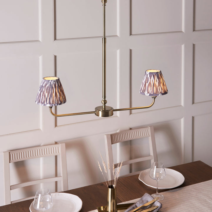 118085 Lille &amp; Ikat 16cm 2 Light Pendant Brass Grey