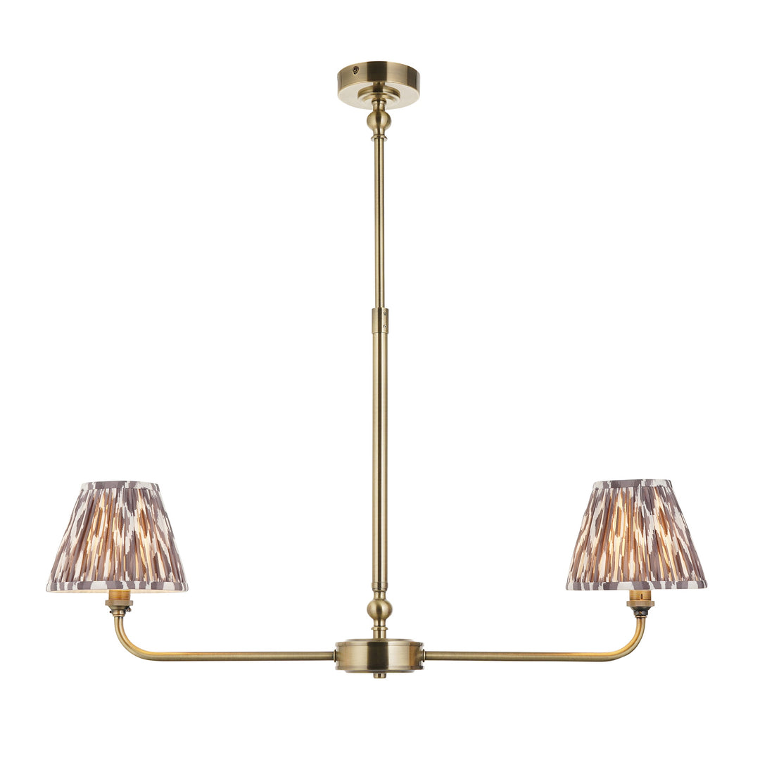 118085 Lille &amp; Ikat 16cm 2 Light Pendant Brass Grey