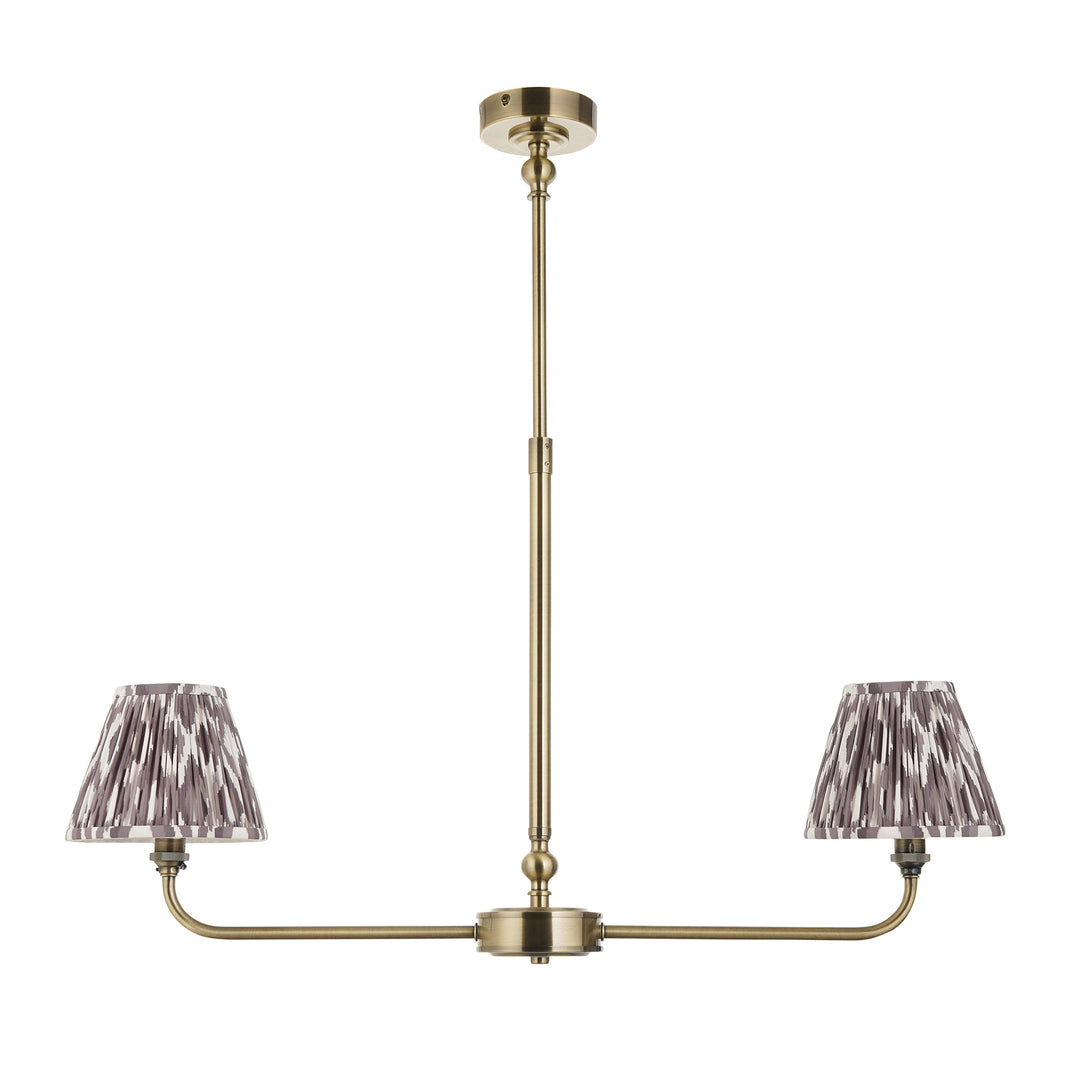 118085 Lille &amp; Ikat 16cm 2 Light Pendant Brass Grey