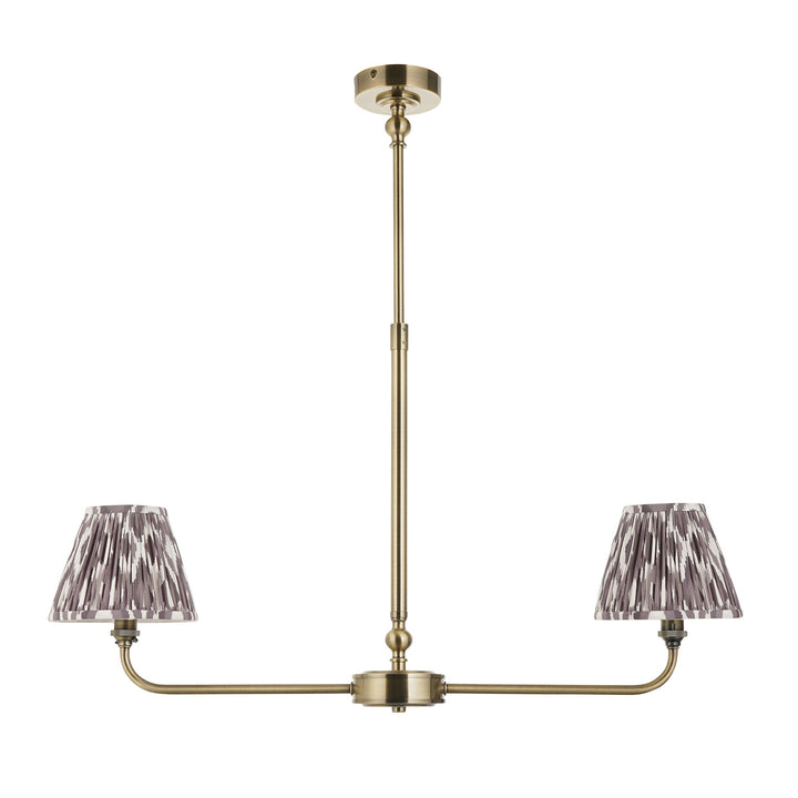 118085 Lille &amp; Ikat 16cm 2 Light Pendant Brass Grey