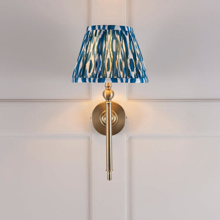 118118 Lille &amp; Ikat 20cm Wall Light Brass Blue