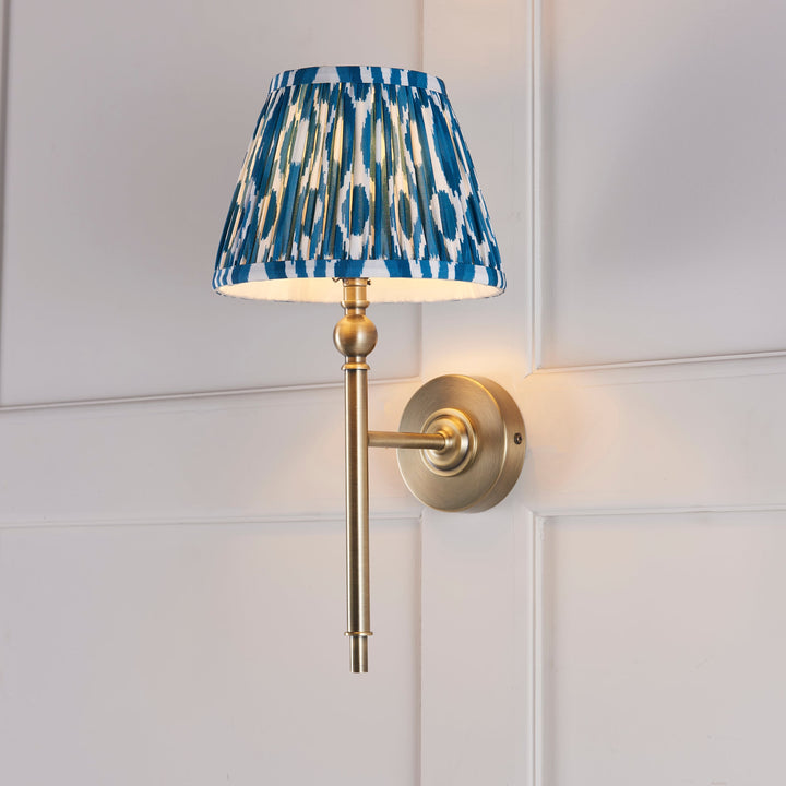 118118 Lille &amp; Ikat 20cm Wall Light Brass Blue