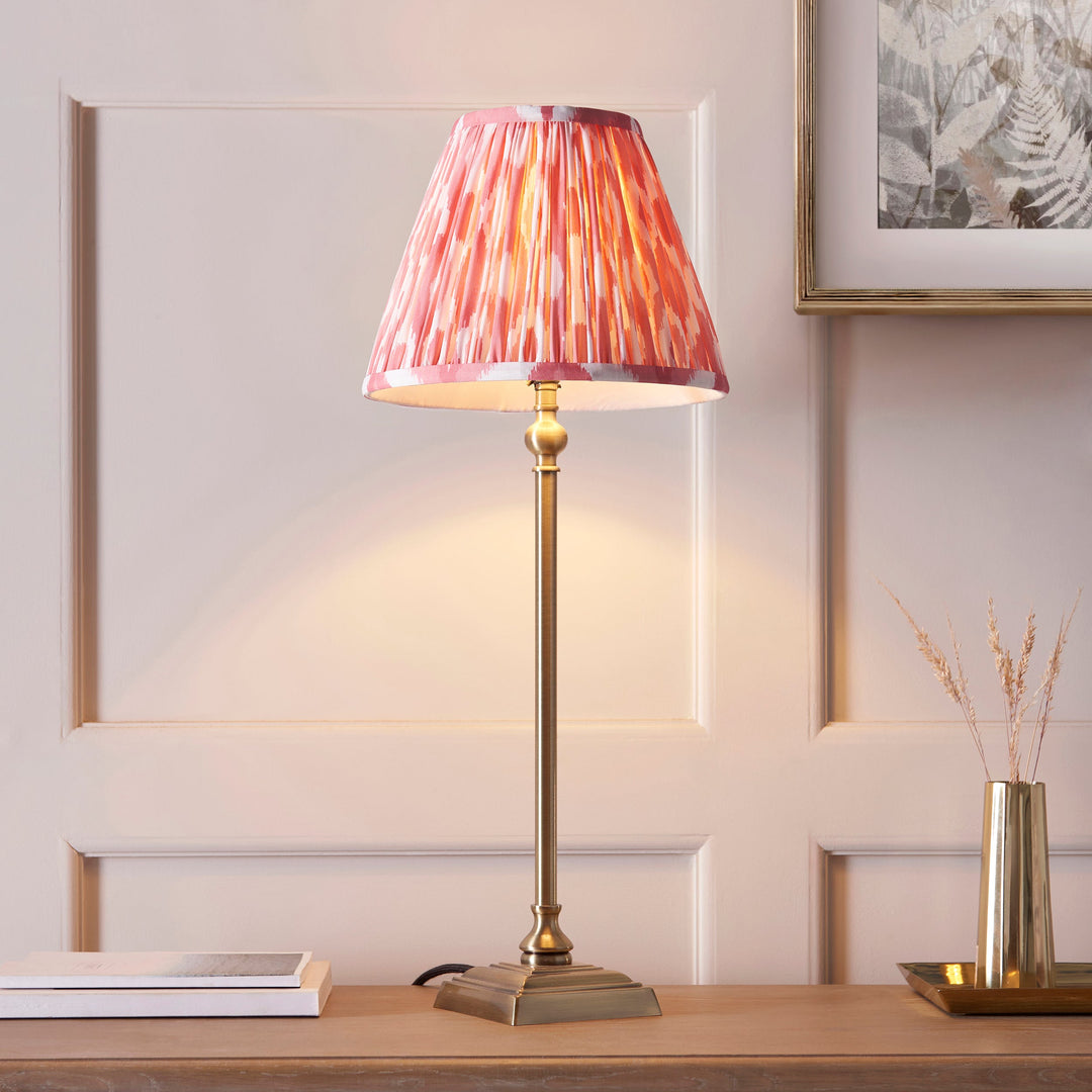 118139 Lille &amp; Ikat 25cm Table Lamp Brass Pink