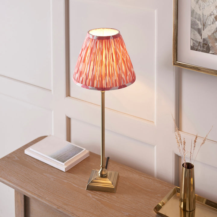 118139 Lille &amp; Ikat 25cm Table Lamp Brass Pink