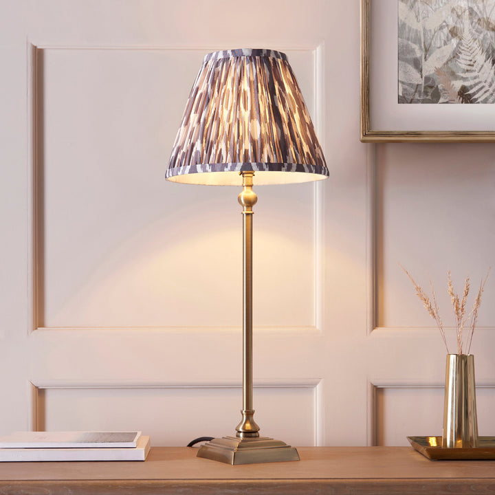 118144 Lille &amp; Ikat 25cm Table Lamp Brass Grey