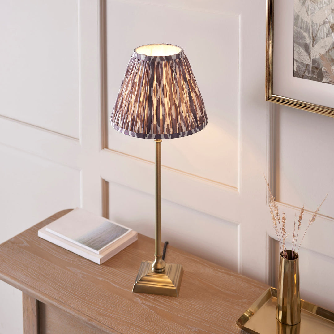 118144 Lille &amp; Ikat 25cm Table Lamp Brass Grey