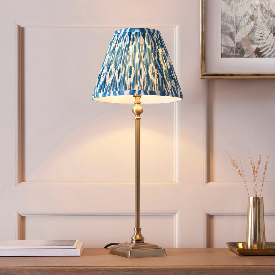 118145 Lille &amp; Ikat 25cm Table Lamp Brass Blue