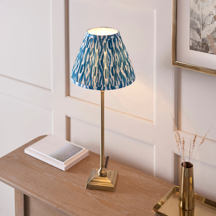 118145 Lille &amp; Ikat 25cm Table Lamp Brass Blue
