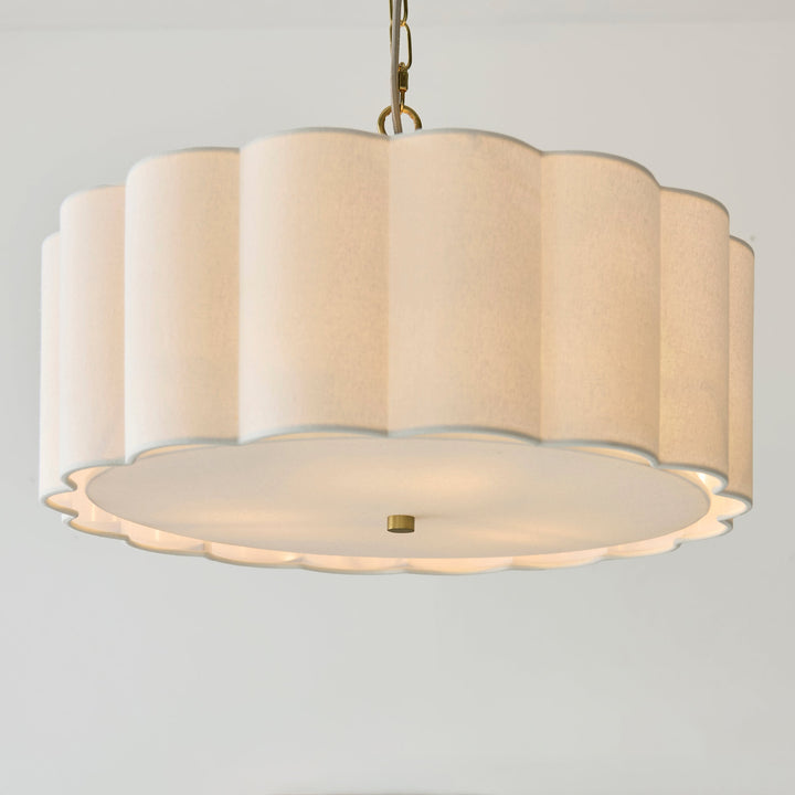 118592 Serene 3 Light Pendant Brass White