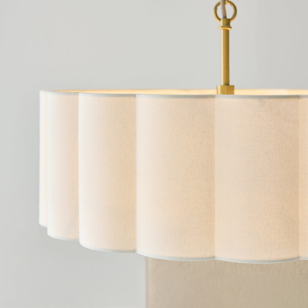 118592 Serene 3 Light Pendant Brass White