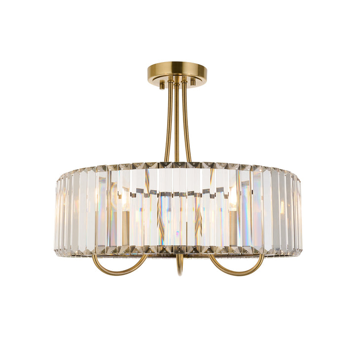 119609 Visconti 3 Light Semi Flush Ceiling Brass