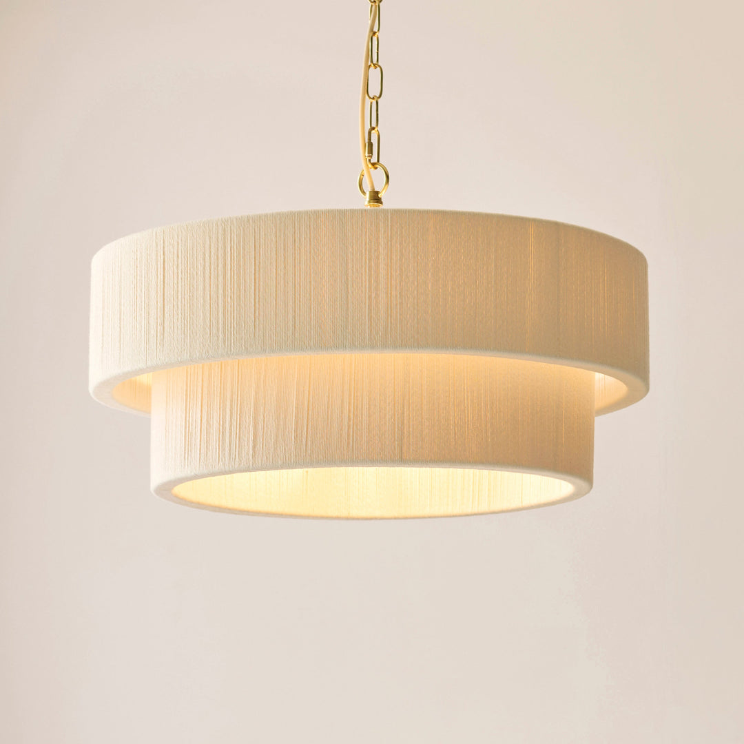120013 Noah 5 Light Pendant Cream Brass