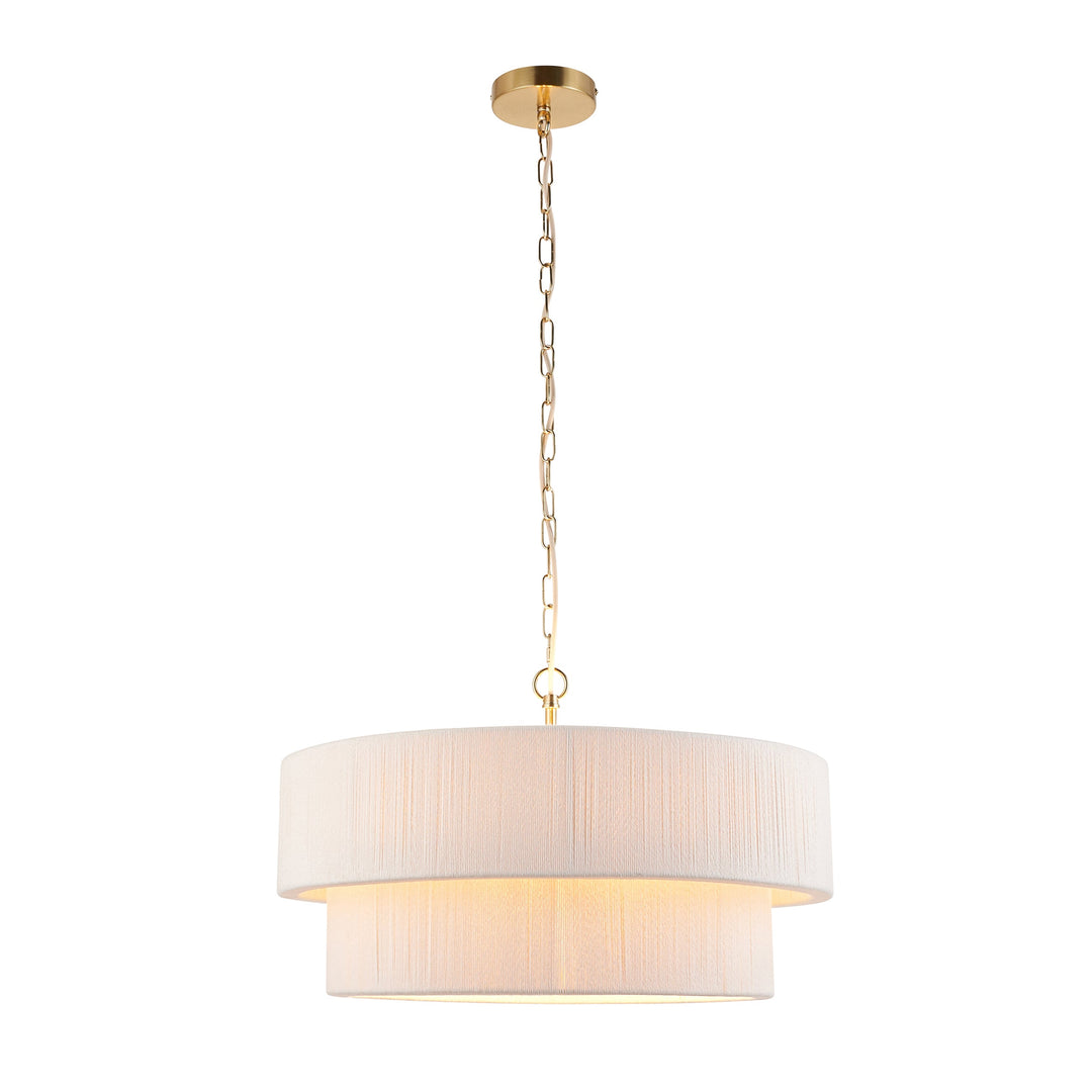 120013 Noah 5 Light Pendant Cream Brass