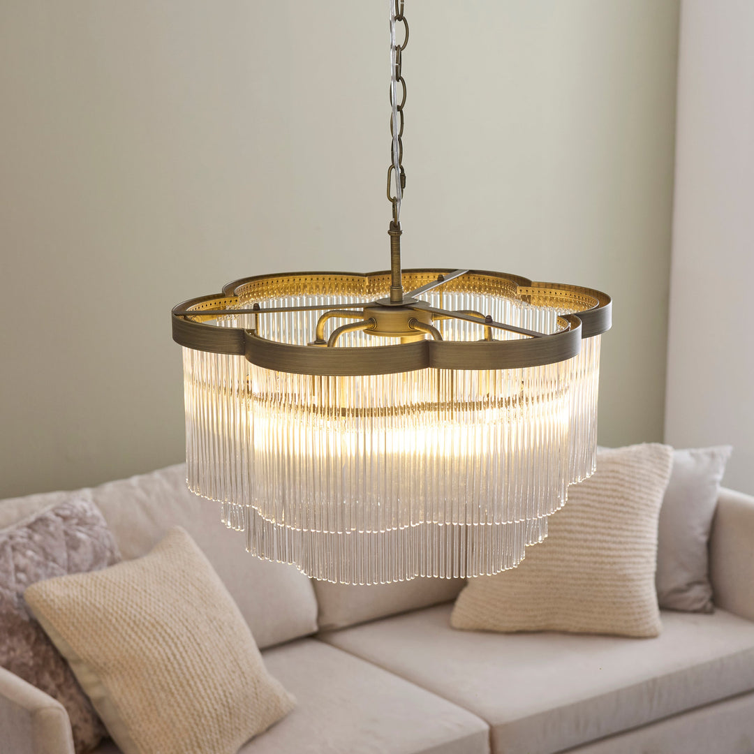 120025 Lucille 5 Light Pendant Brass