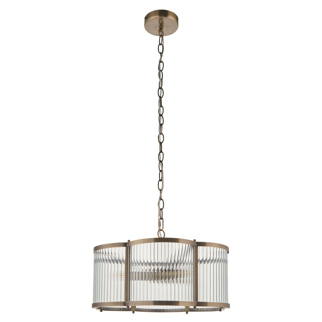 120090 Ridgeton Scallop 3 Light Pendant Brass