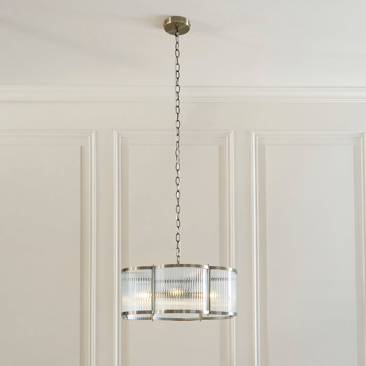 120091 Ridgeton Scallop 5 Light Pendant Brass
