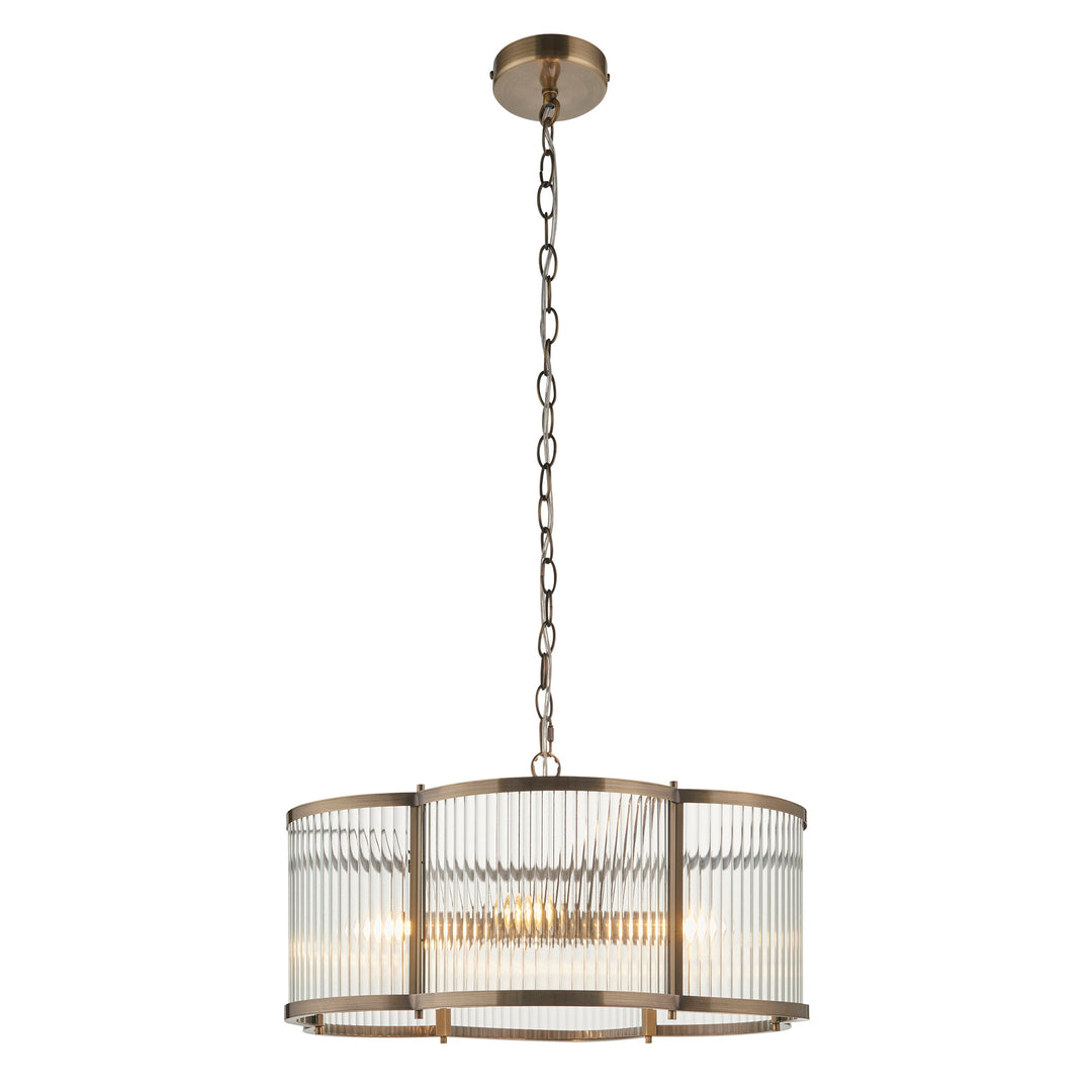 120091 Ridgeton Scallop 5 Light Pendant Brass