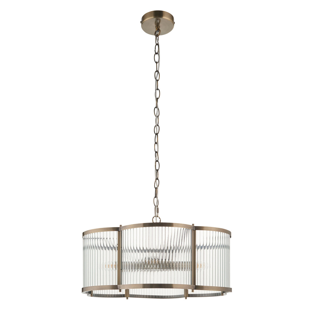 120091 Ridgeton Scallop 5 Light Pendant Brass