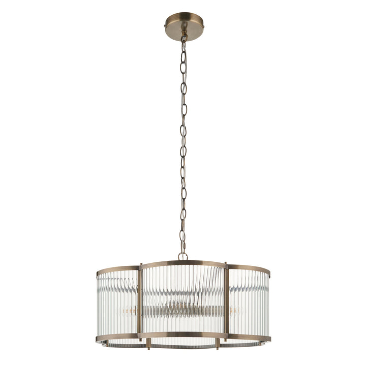 120091 Ridgeton Scallop 5 Light Pendant Brass