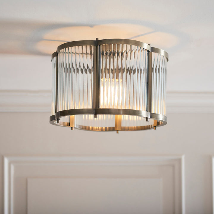 120092 Ridgeton Scallop Flush Ceiling Light Brass