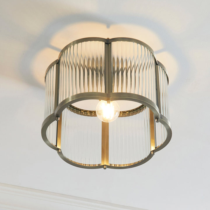 120092 Ridgeton Scallop Flush Ceiling Light Brass