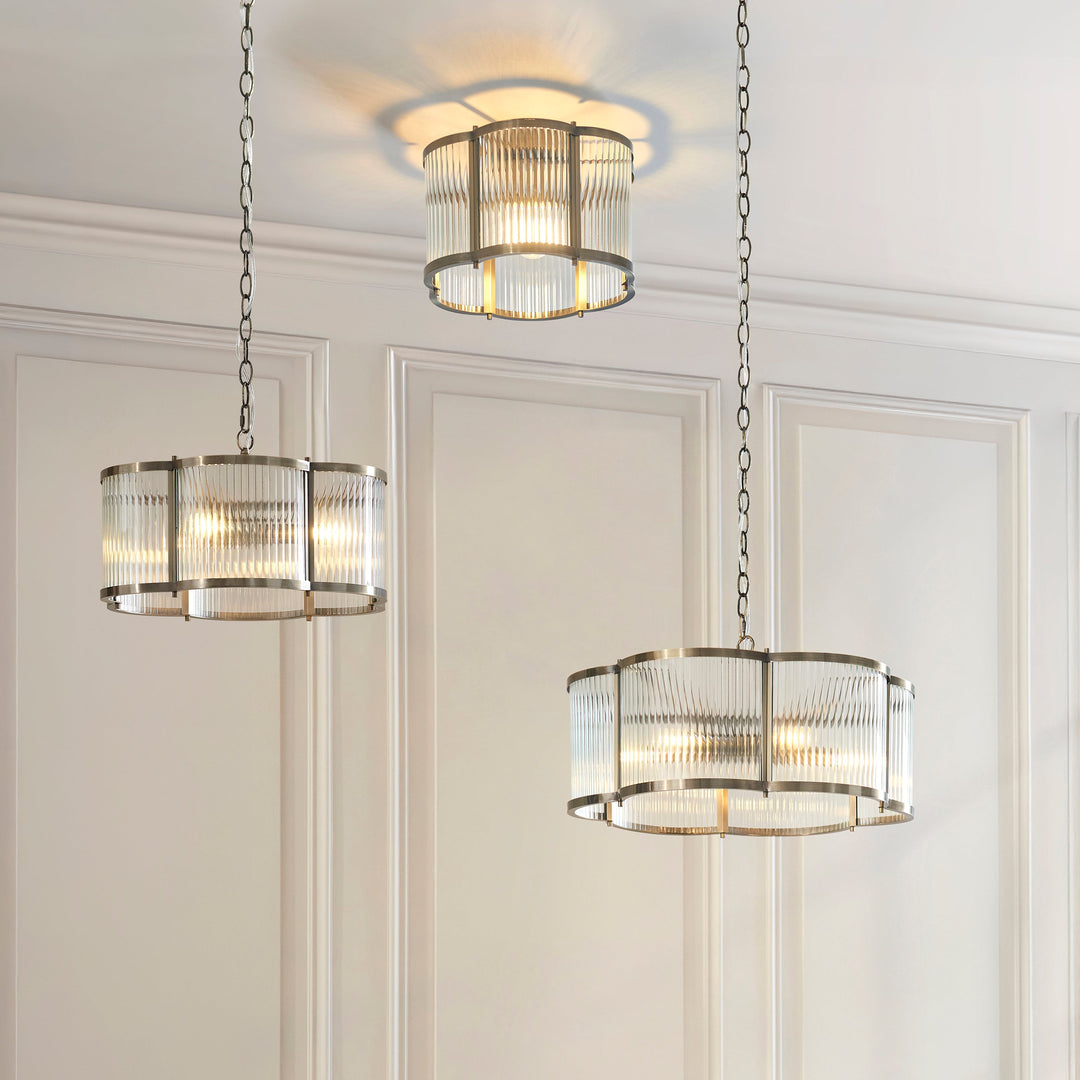 120092 Ridgeton Scallop Flush Ceiling Light Brass