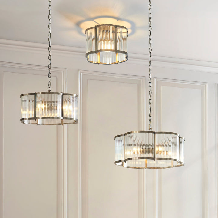 120092 Ridgeton Scallop Flush Ceiling Light Brass