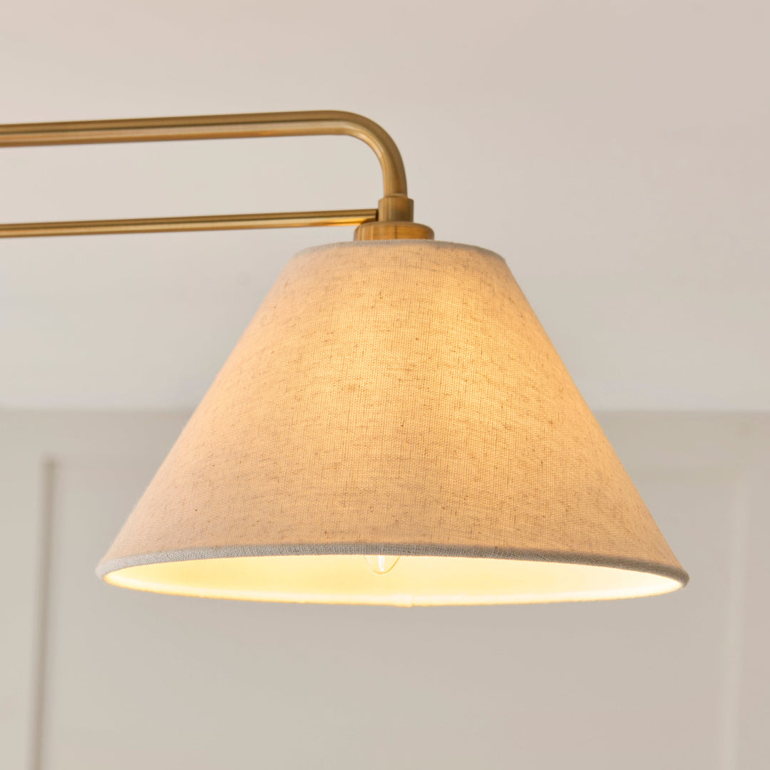 120303 Wallbridge 3 Light Semi Flush Ceiling Brass