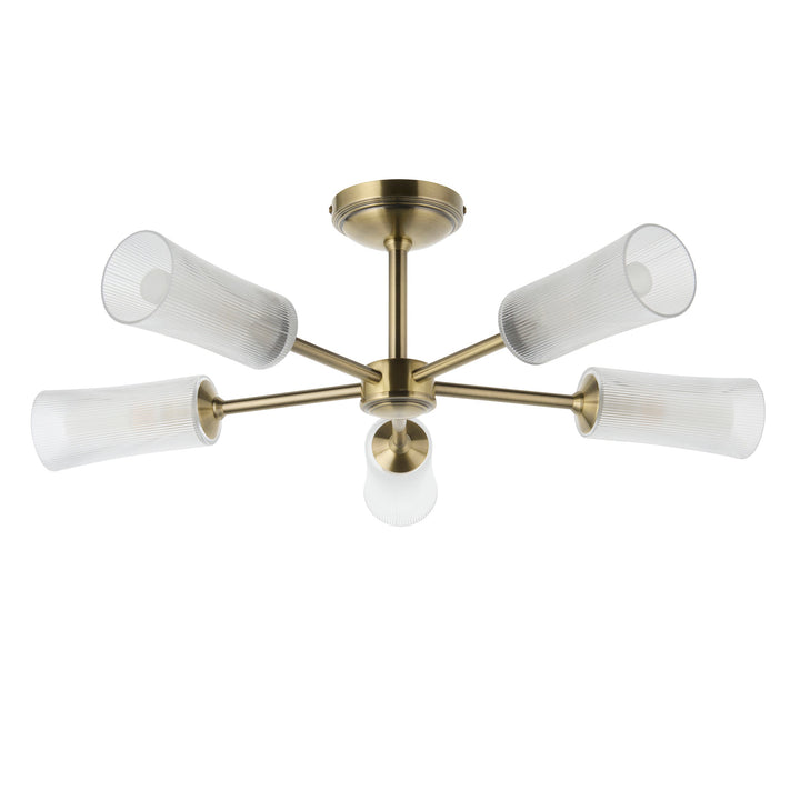 120757 Avelyn 5 Light Semi Flush Ceiling Brass