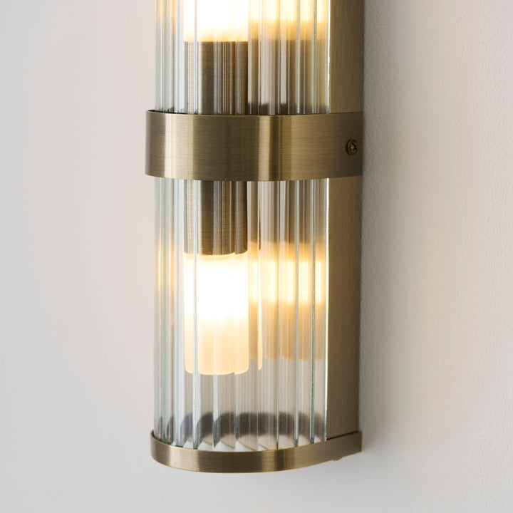 120853 Ridgeton IP44 2 Light Bathroom Wall Light Brass