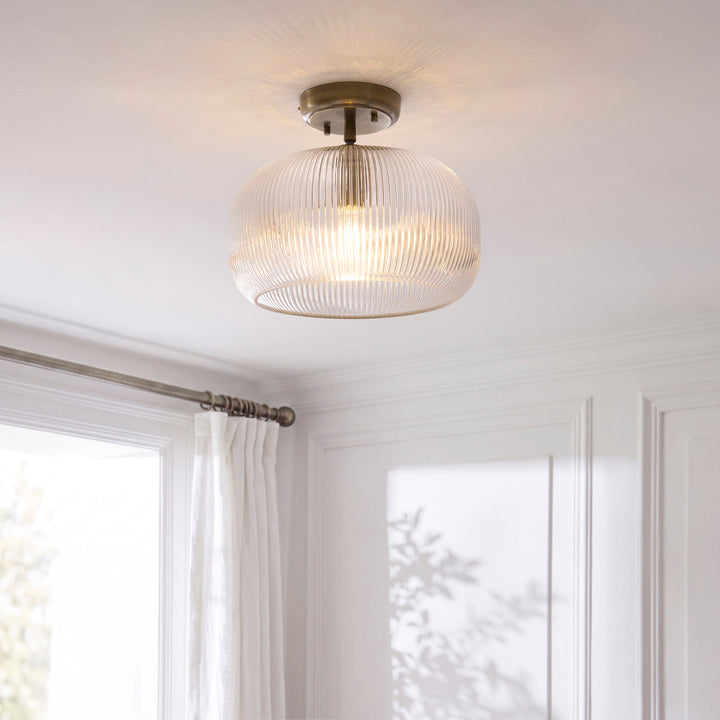 121209 Harborne Flush Ceiling Light Brass