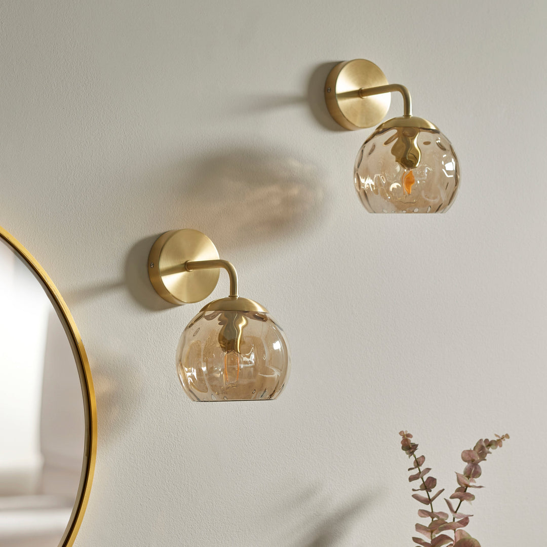 121510 Dimple - Twin Pack Wall Light Brass Champagne