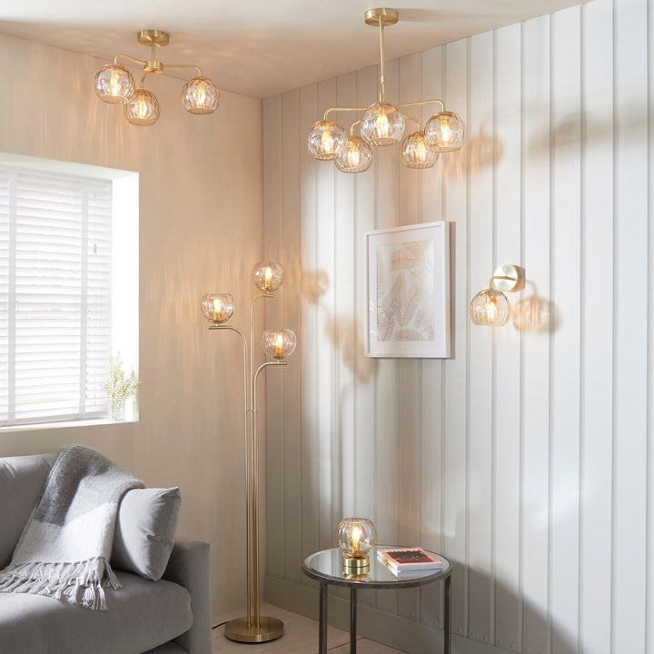 121510 Dimple - Twin Pack Wall Light Brass Champagne