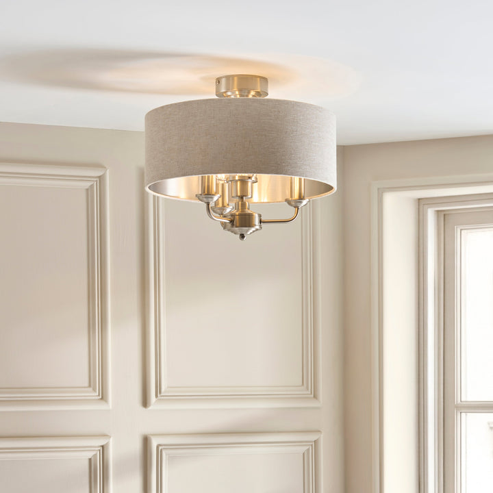 122080 Highclere 3 Light Flush Ceiling Light Chrome
