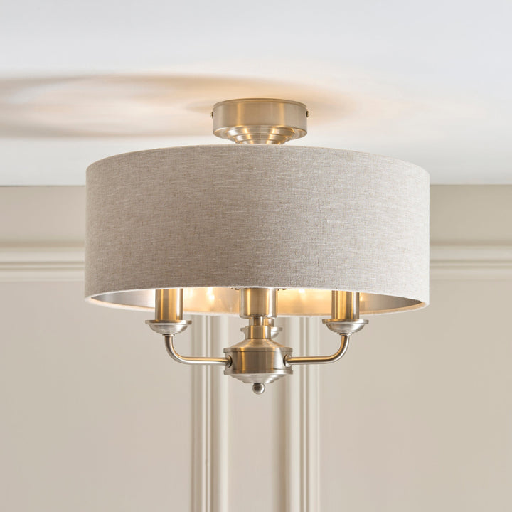 122080 Highclere 3 Light Flush Ceiling Light Chrome