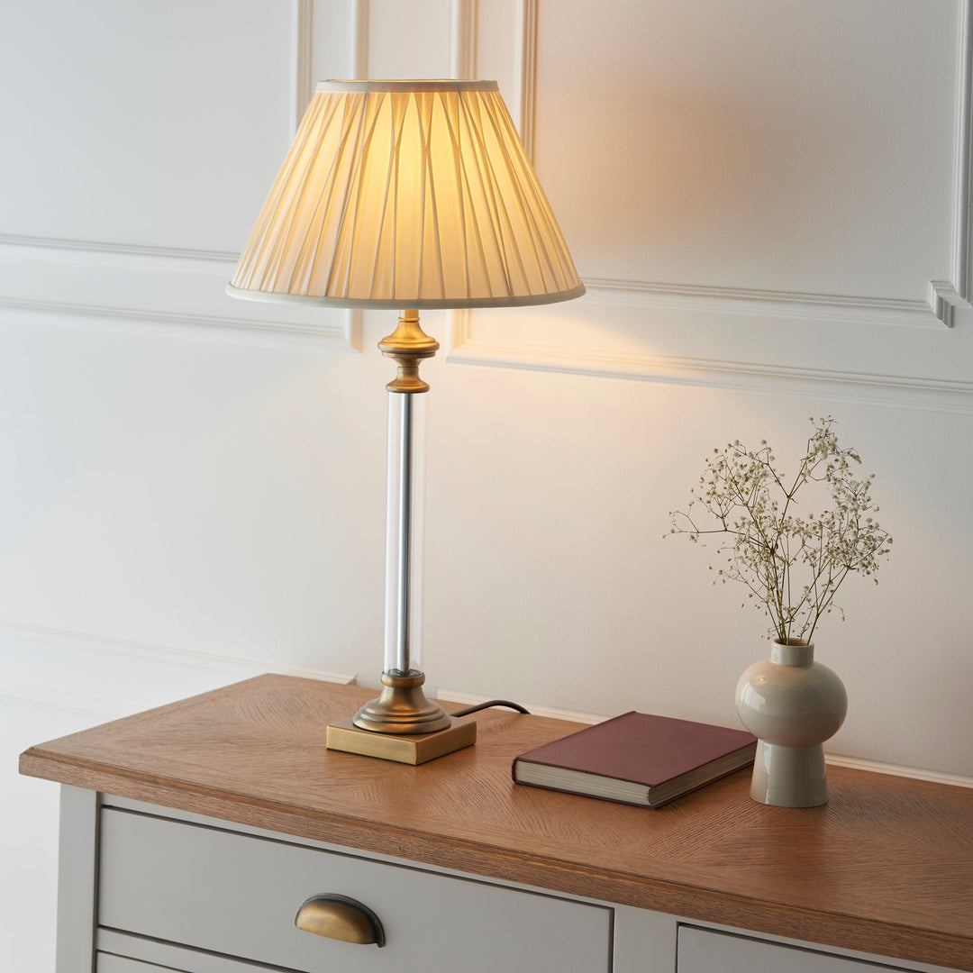 122515 Avebury &amp; Leaf 30cm Table Lamp Brass Green