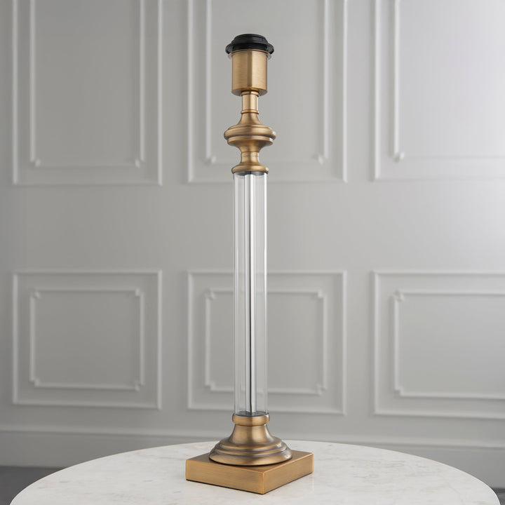 122515 Avebury &amp; Leaf 30cm Table Lamp Brass Green
