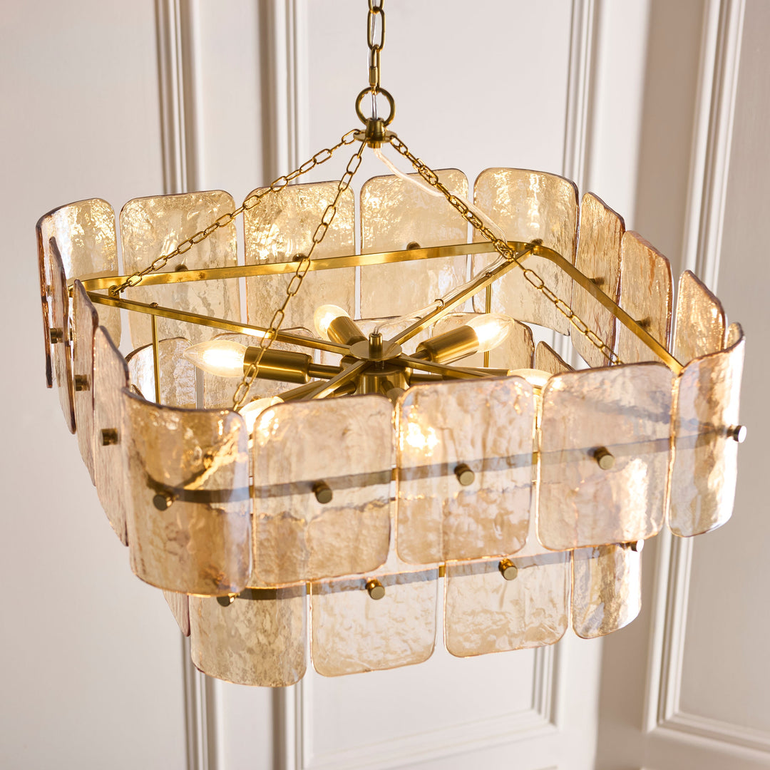 122770 Venice 6 Light Pendant Brass Champagne