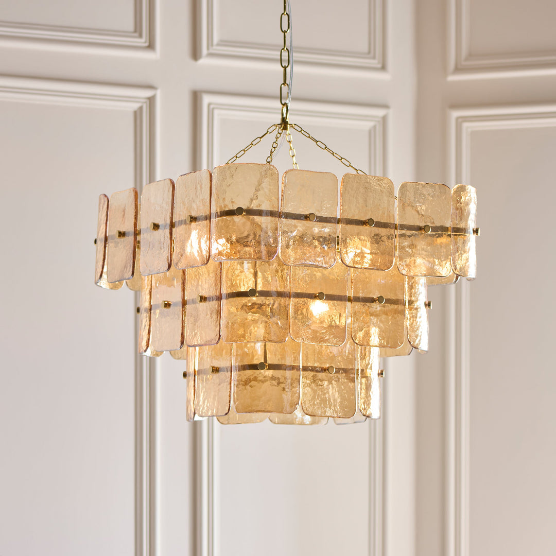 122771 Venice 10 Light Pendant Brass Champagne