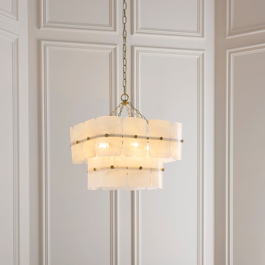 122773 Venice 4 Light Pendant Brass White