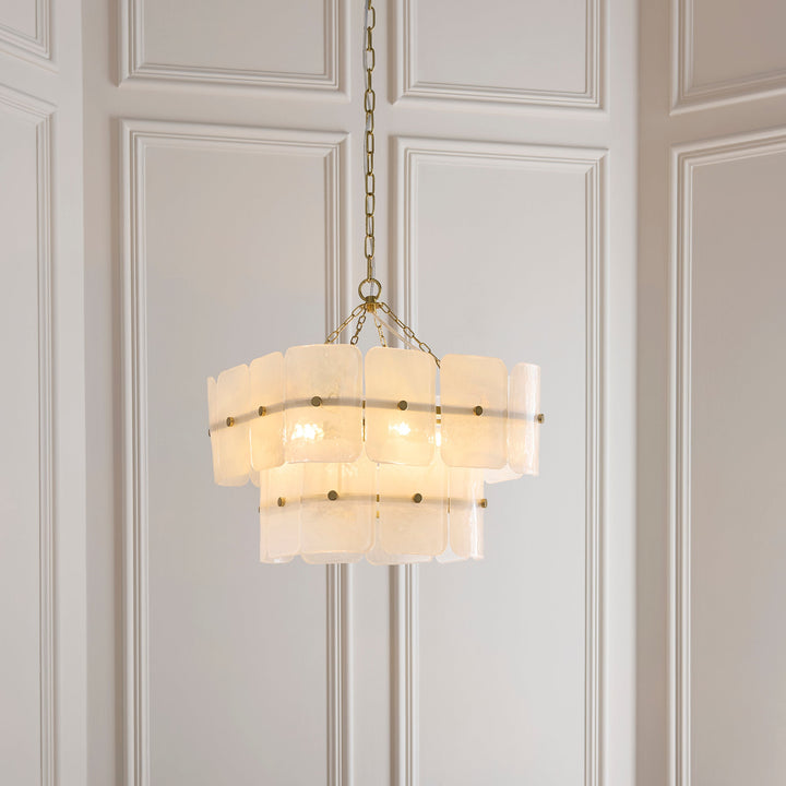 122773 Venice 4 Light Pendant Brass White