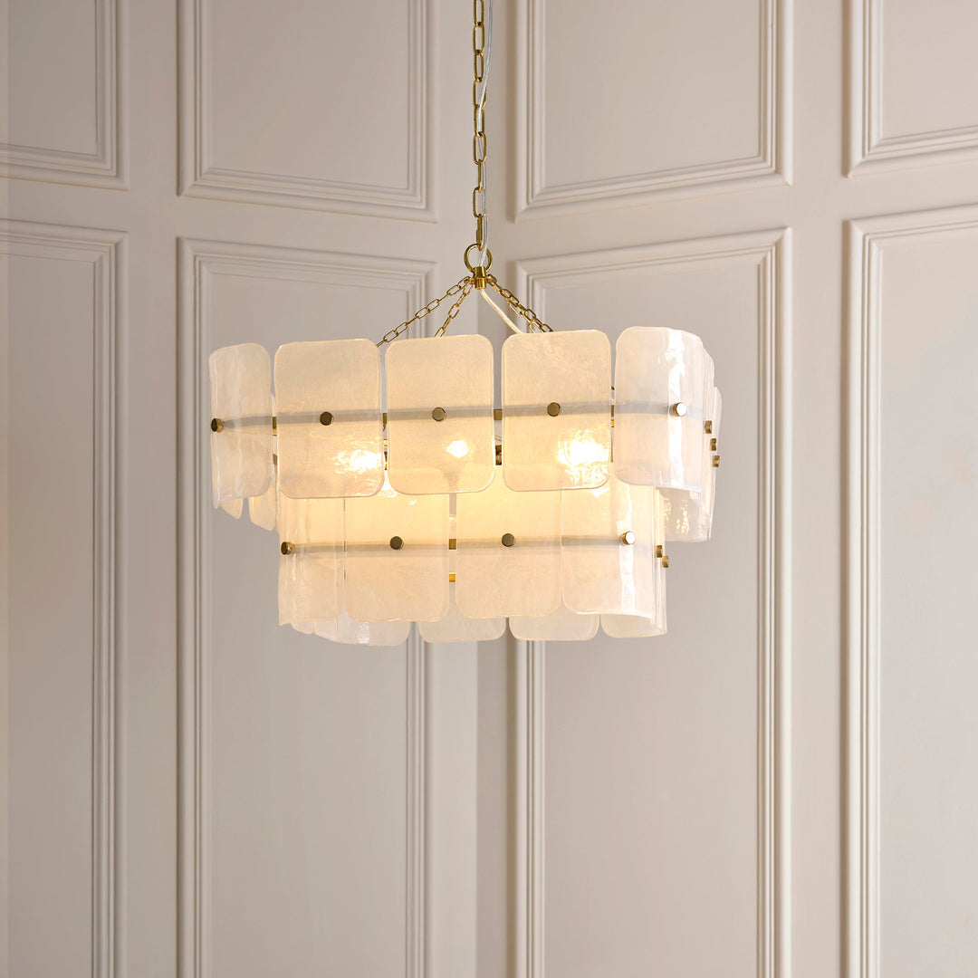 122774 Venice 6 Light Pendant Brass White