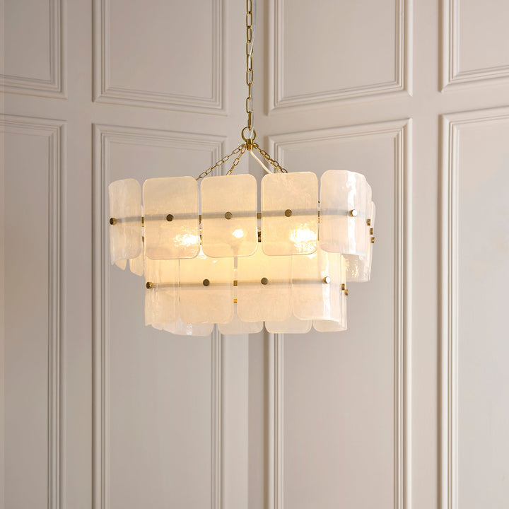 122774 Venice 6 Light Pendant Brass White