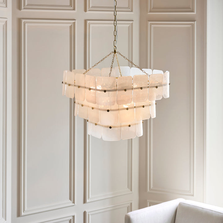 122775 Venice 10 Light Pendant Brass White