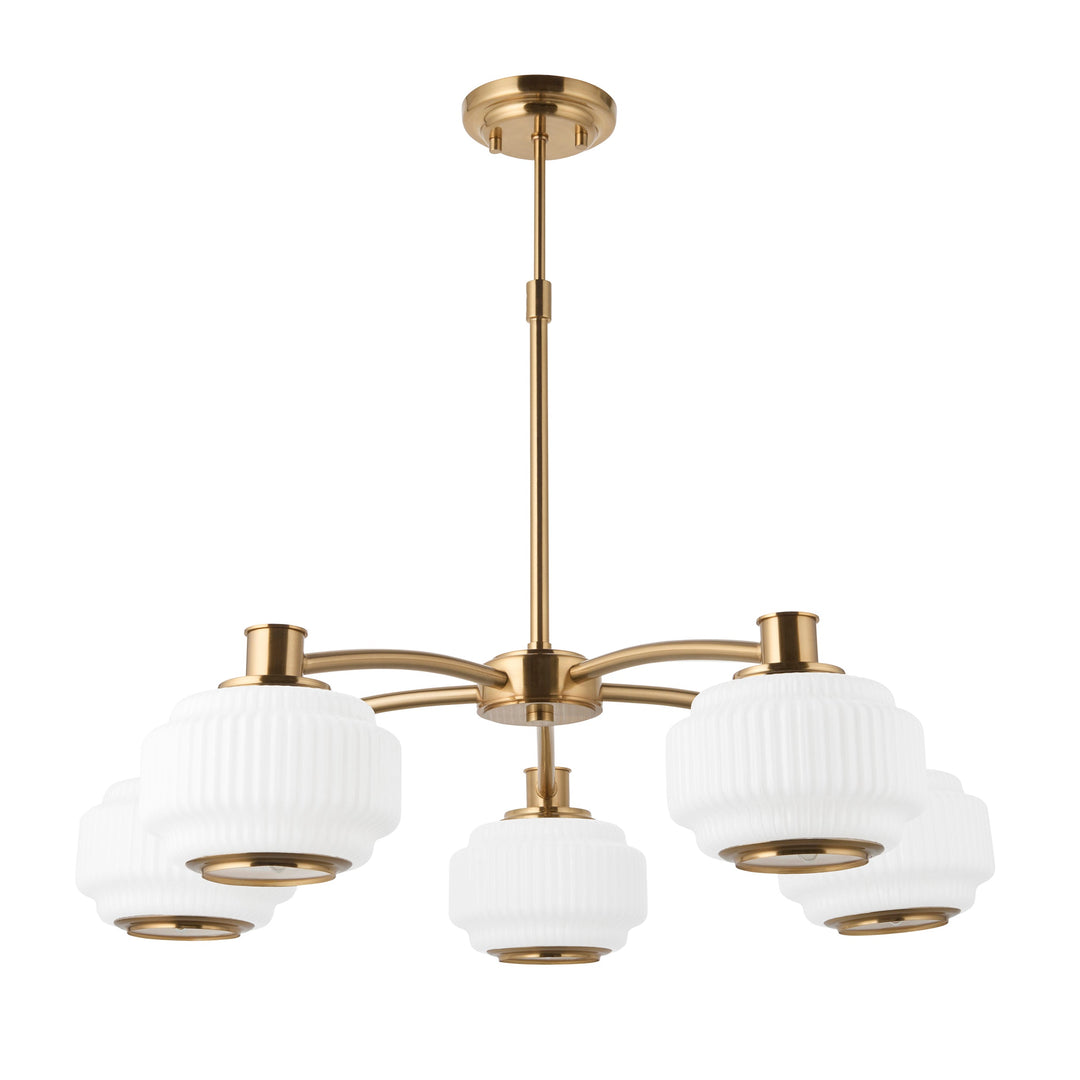 122785 Evora 5 Light Pendant Brass Opal