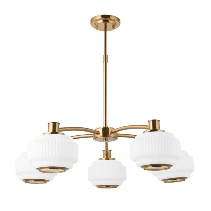 122785 Evora 5 Light Pendant Brass Opal