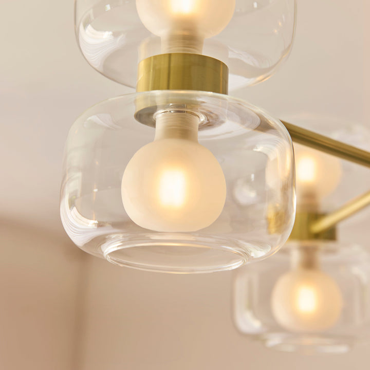 124804 Rossano 6 Light Semi Flush Ceiling Brass