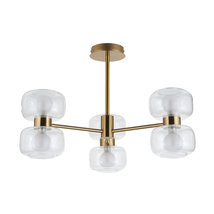 124804 Rossano 6 Light Semi Flush Ceiling Brass
